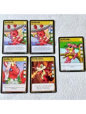 NEAR MINT+ 2003 Neopets TCG Red Bundle of 5 Trading Cards